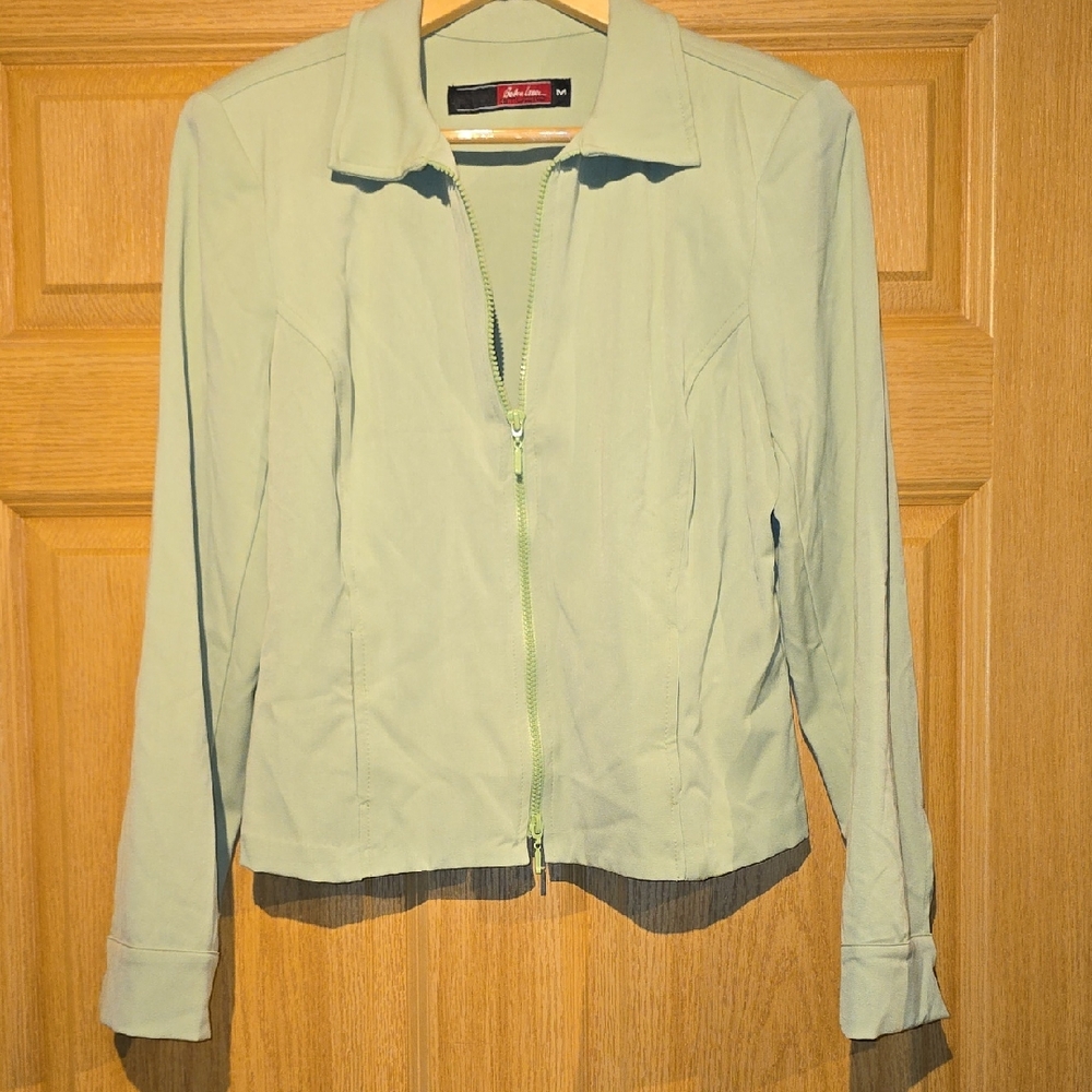 Women's Light Mint Zip-Front Jean Jacket by Studio Anne Coleman